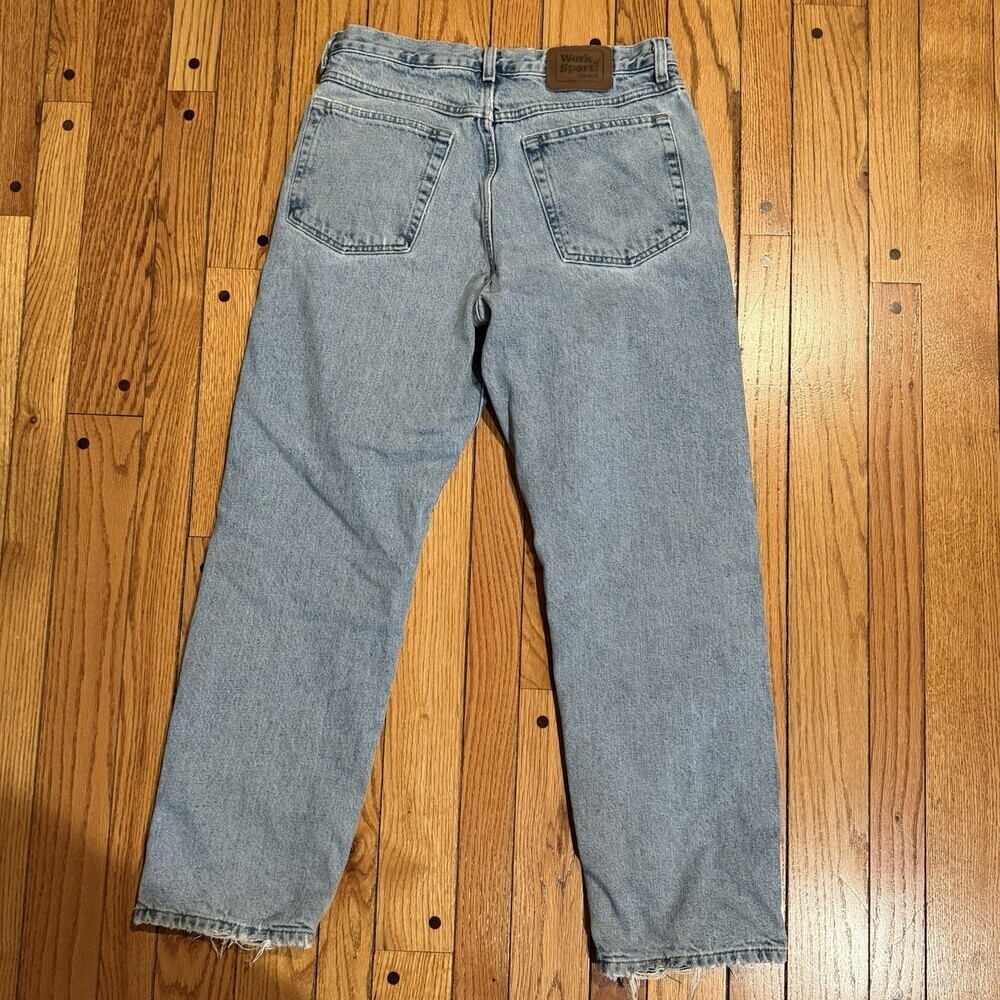Work Sport Flannel Lined Jeans Mens 32x30 Light Wash Workwear Grunge Denim - Picture 4 of 13
